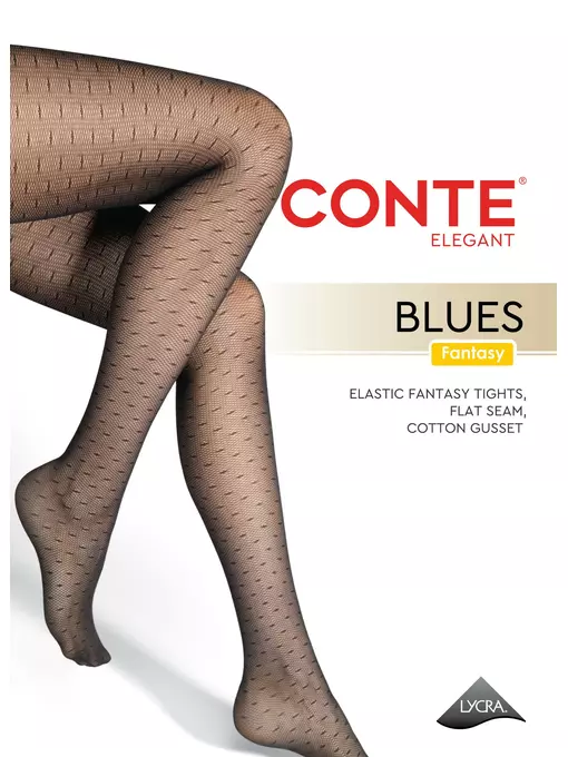 Колготки в мелкую сеточку с линиями blues nero, 24С-184СП, 5, CONTE ELEGANT,  - 1