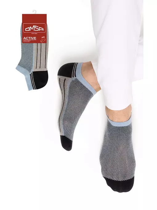 Мужские укороченные носки omsa active 109 blu chiaro, , 45-47 (29-31), OMSA, - 1
