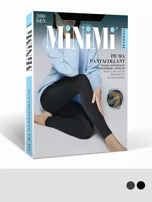 Теплые легинсы из микрофибры с флисом minimi piuma 260 den nero, pantacollant PIUMA 260 (микрофибра с флисом), 4, MINIMI,  - 1