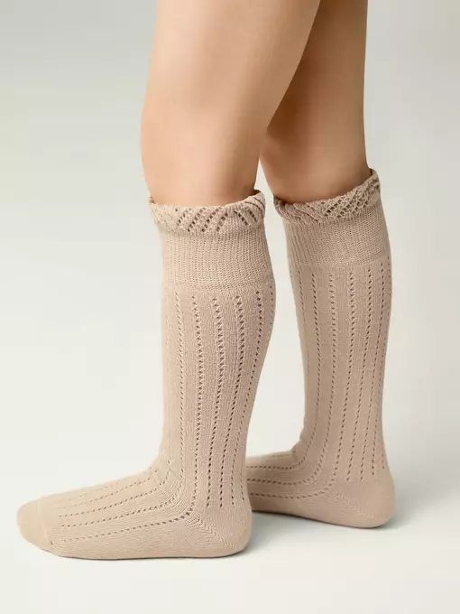 Гольфы с воздушными рюшами и хлопком miss 058 бежевый, 25С-37СП, 18, CONTE-KIDS,  - 2