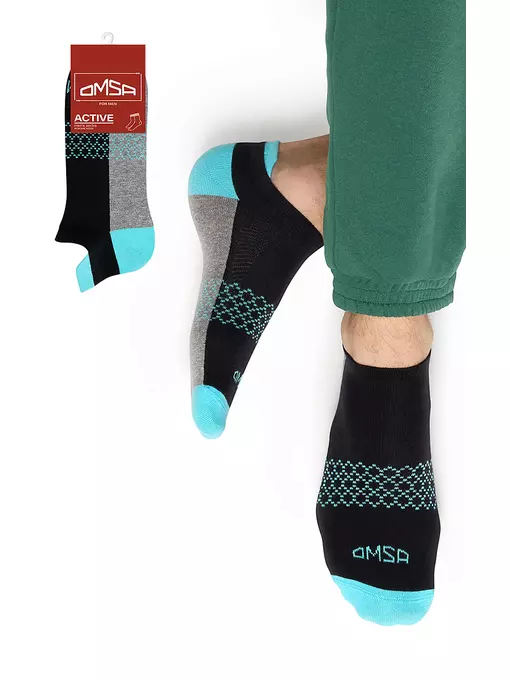 Укороченные мужские носки omsa active 107 nero, , 42-44 (27-29), OMSA, - 1
