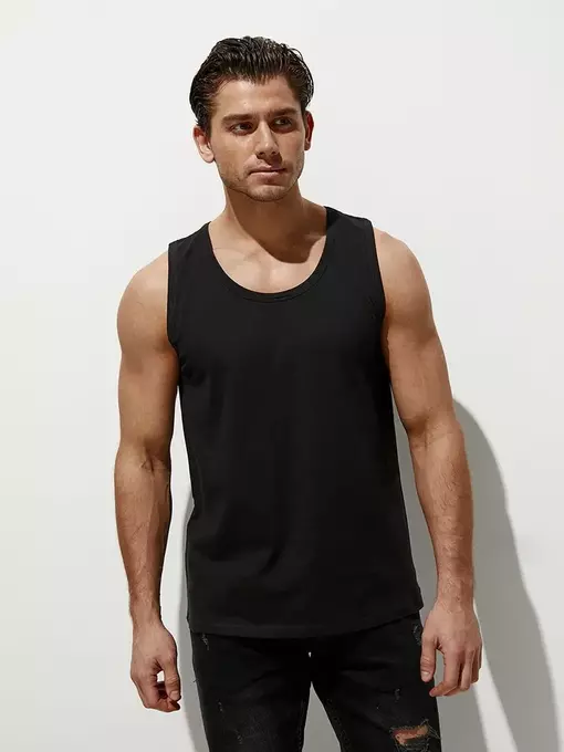 Майка мужская omsa cotton u1101 nero, , 56(4XL), OMSA, - 2