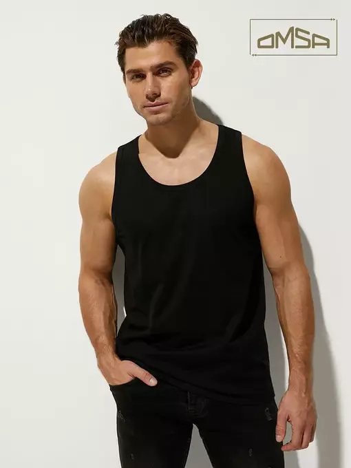 Майка мужская omsa u1103 nero, , 52(2XL), OMSA, - 2