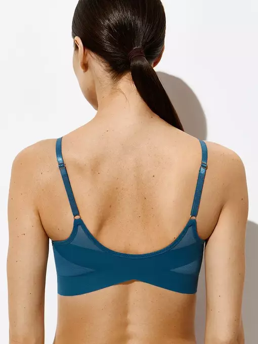 Кроп-топ с сеткой на тонких бретелях с вкладышами omsa invisible 1112b blu marino, , 48 (L), OMSA, - 4