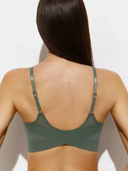 Кроп-топ с сеткой на тонких бретелях с вкладышами omsa invisible 1112b militari, , 48 (L), OMSA, - 2