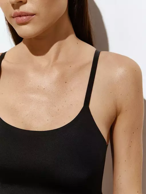 Кроп-топ с сеткой на тонких бретелях с вкладышами omsa invisible 1112b nero, , 48 (L), OMSA, - 3