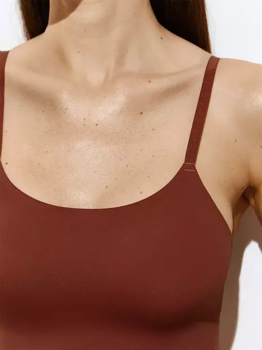 Кроп-топ с сеткой на тонких бретелях с вкладышами omsa invisible 1112b terracotta, , 50(XL), OMSA, - 3