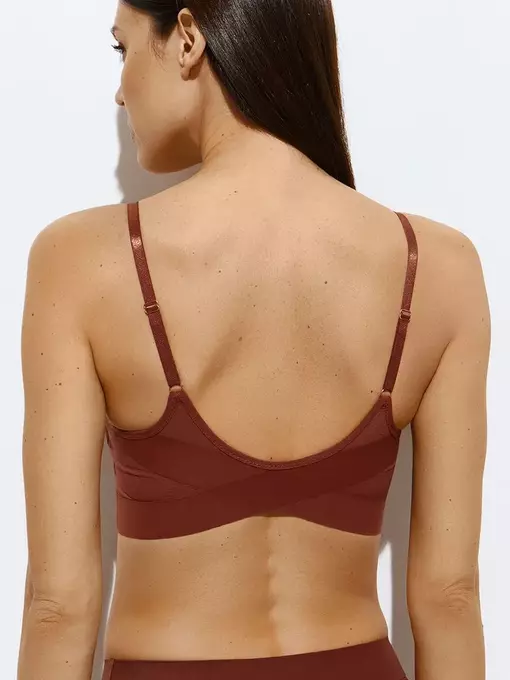 Кроп-топ с сеткой на тонких бретелях с вкладышами omsa invisible 1112b terracotta, , 50(XL), OMSA, - 4