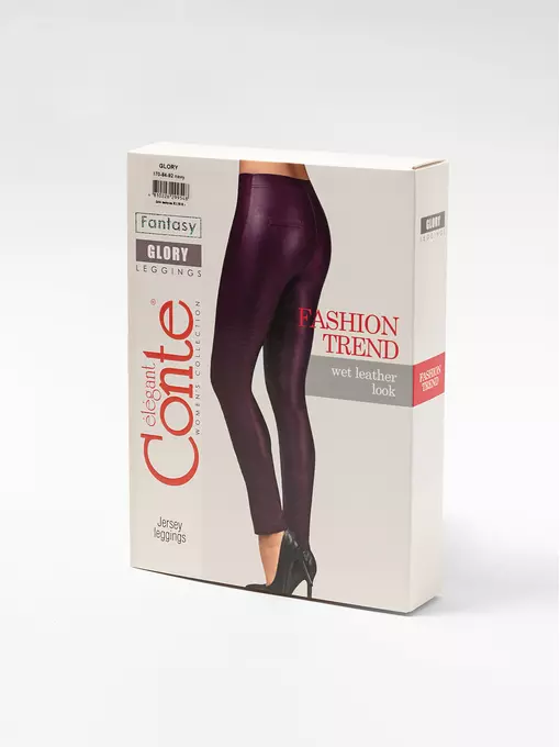 Эффектные леггинсы "под кожу" glory bordo, 17С-313ТСП, 170-84-92/XS, CONTE ELEGANT,  - 1