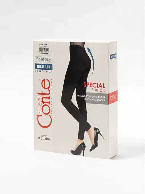 Фактурные женские джеггинсы с высокой посадкой ideal lux royal black, 19С-858ТСП, 164-90/XS, CONTE ELEGANT,  - 1