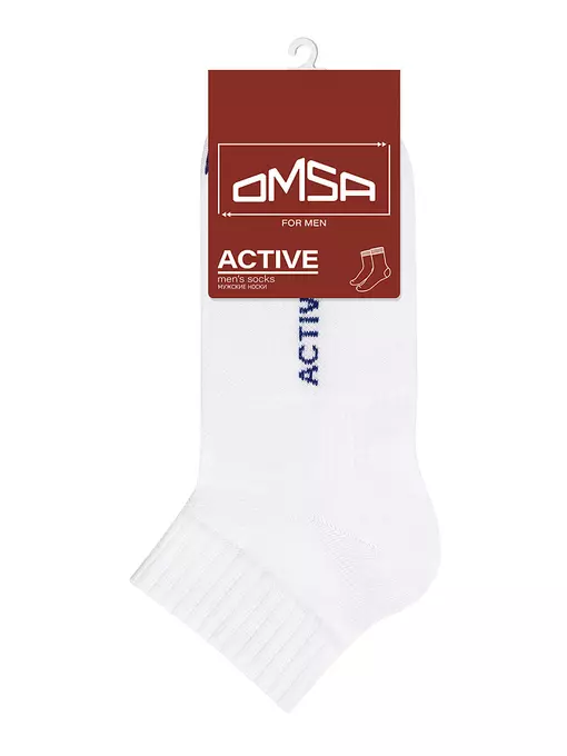 Короткие мужские носки omsa active 111 bianco, , 39-41 (25-27), OMSA, - 4
