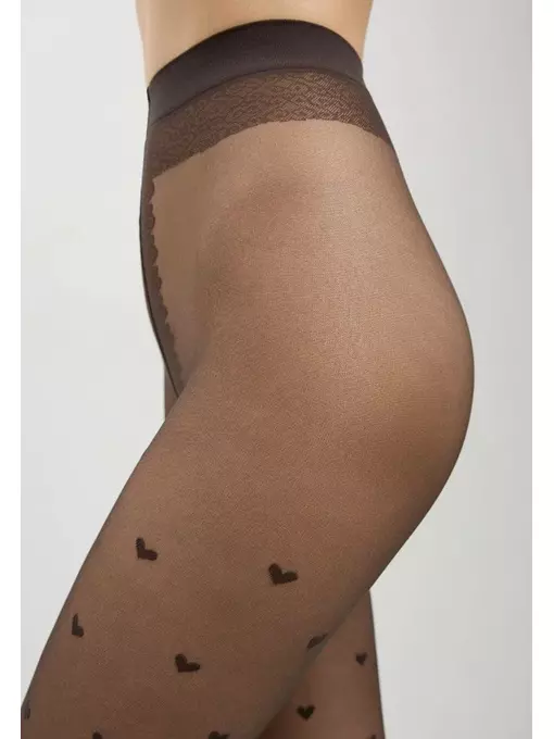 Фантазийные колготки с рисунком "сердечки" bonheur grafit, 19С-109СП, 3, CONTE ELEGANT,  - 3