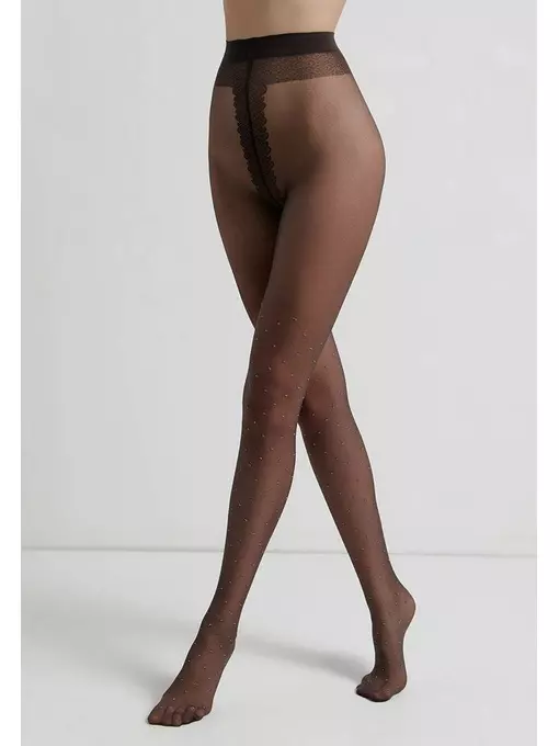 Колготки с рисунком «ромбы» и горошком из люрекса lusso grafit, 20С-92СП, 2, CONTE ELEGANT,  - 3
