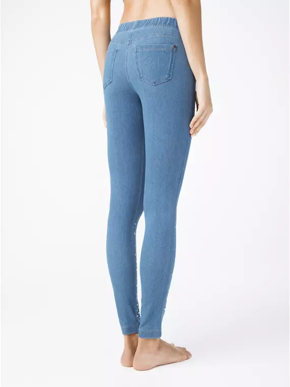 Ультрамодные джеггинсы с россыпью из стразов alany new blue-denim, 18С-597ТСП, 170-90/XS, CONTE ELEGANT,  - 4