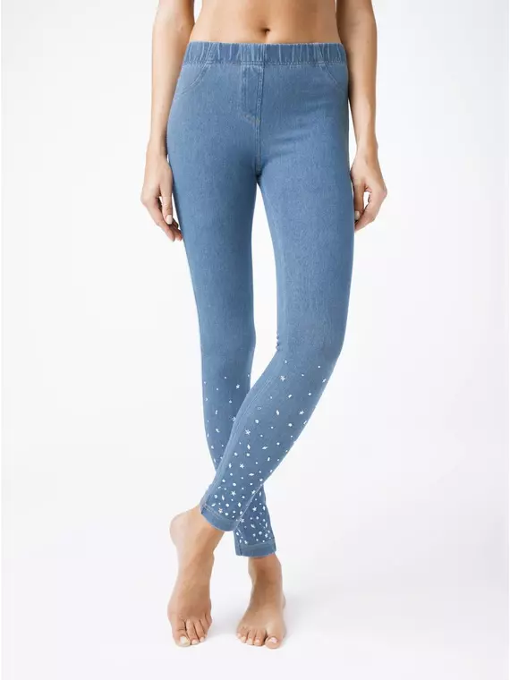 Ультрамодные джеггинсы с россыпью из стразов alany new blue-denim, 18С-597ТСП, 170-90/XS, CONTE ELEGANT,  - 3