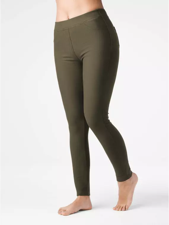 Экстрамягкие джеггинсы с высокой посадкой и термоэффектом windy+ deep khaki, 18С-559ТСП, 170-118/4XL, CONTE ELEGANT,  - 1