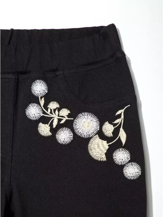 Ультраэластичные джеггинсы с металлической вышивкой flores nero, 18С-556ТСП, 164-98/M, CONTE ELEGANT,  - 7