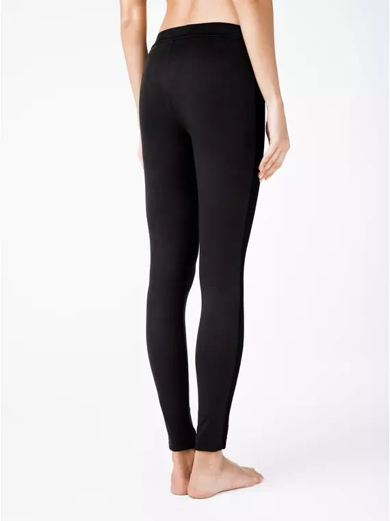 Ультрамодные леггинсы из искусственной замши c лампасами velvet chic nero, 18С-564ТСП, 170-94/S, CONTE ELEGANT,  - 4