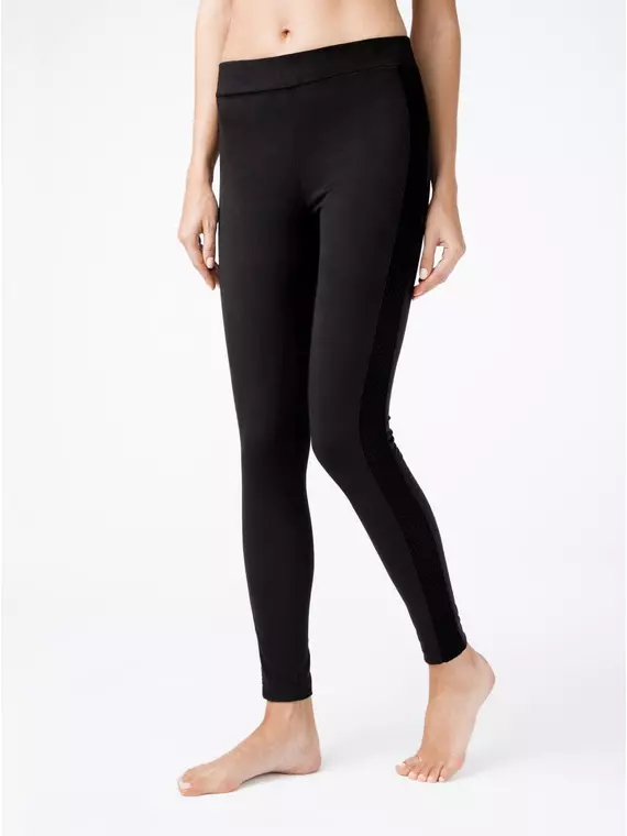 Ультрамодные леггинсы из искусственной замши c лампасами velvet chic nero, 18С-564ТСП, 170-94/S, CONTE ELEGANT,  - 3