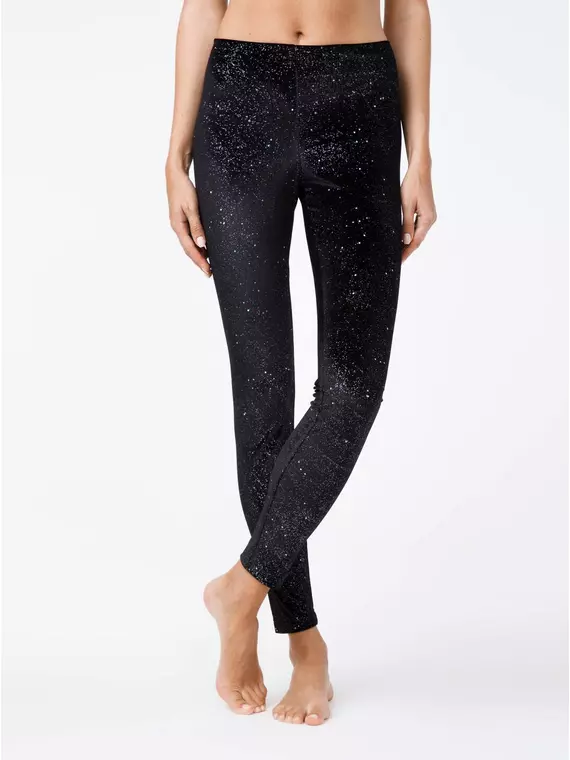 Черные бархатные леггинсы с металлическими блестками star nero, 18С-562ТСП, 170-94/S, CONTE ELEGANT,  - 3