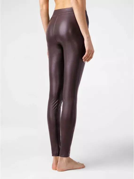 Моделирующие женские термолеггинсы с высокой посадкой из искусственной кожи bella conte grape wine, , 164-106/XL, CONTE ELEGANT, - 2