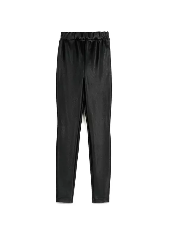 Моделирующие женские термолеггинсы с высокой посадкой из искусственной кожи bella conte royal black, , 170-94/S, CONTE ELEGANT, - 5