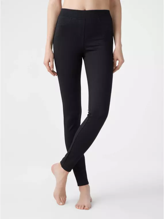 Фактурные женские джеггинсы с высокой посадкой ideal lux royal black, 19С-858ТСП, 164-90/XS, CONTE ELEGANT,  - 3