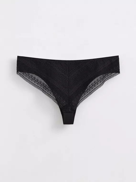Бесшовные женские трусы «бразилиана» из хлопка и кружева romantic story lbr 1266 black, 20С-1210ТСП, 90/XS, CONTE ELEGANT,  - 2