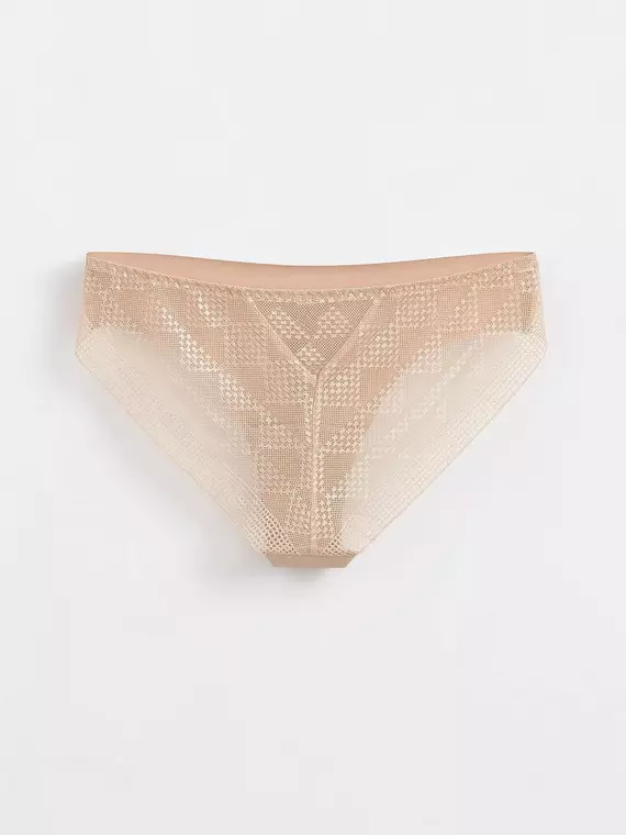 Бесшовные женские трусы «бикини» из хлопка с итальянским кружевом demure lb 1279 skin, 20С-1254ТСП, 90/XS, CONTE ELEGANT,  - 4
