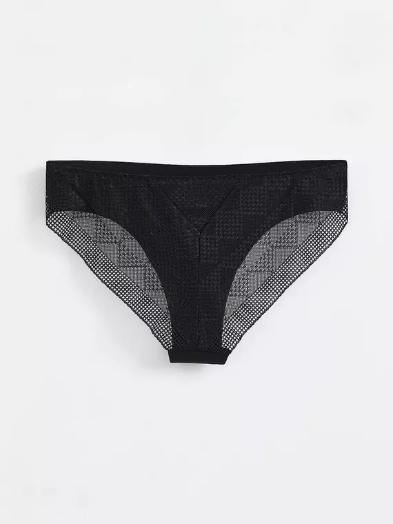 Бесшовные женские трусы «бикини» из хлопка с итальянским кружевом demure lb 1279 black, 20С-1254ТСП, 90/XS, CONTE ELEGANT,  - 2
