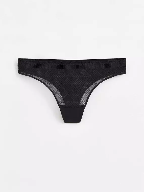 Бесшовные женские трусы «бразилиана» из хлопка с итальянским кружевом demure lbr 1280 black, 20С-1255ТСП, 90/XS, CONTE ELEGANT,  - 3