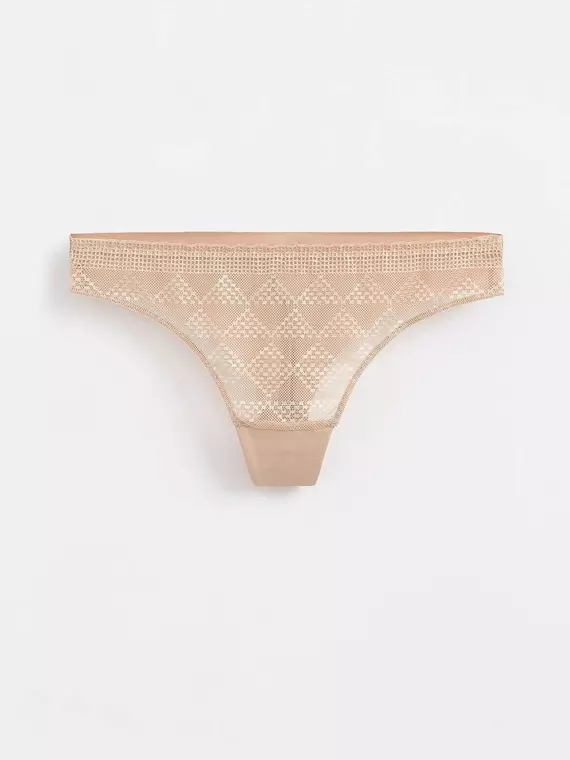 Бесшовные женские трусы «бразилиана» из хлопка с итальянским кружевом demure lbr 1280 skin, 20С-1255ТСП, 90/XS, CONTE ELEGANT,  - 3