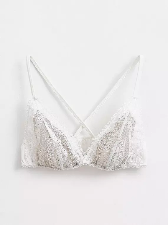 Бюстье с треугольными чашками из кружева и сетки romantic story lbe 1263 off-white, 20С-1207ТСП, 170-96/L, CONTE ELEGANT,  - 5