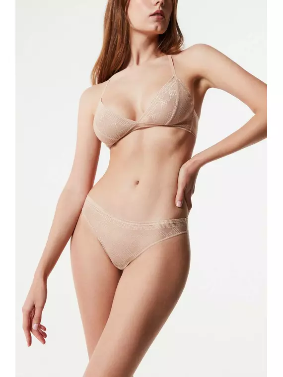 Бюстье с треугольными чашками из хлопка с итальянским кружевом demure lbe 1276 skin, 20С-1251ТСП, 170-84/XS, CONTE ELEGANT,  - 3
