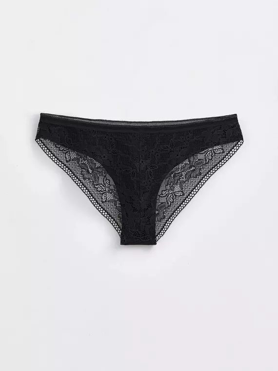 Трусы женские «бикини» из хлопка с кружевом light day lb 1271 black, , 106/XL, CONTE ELEGANT, - 2