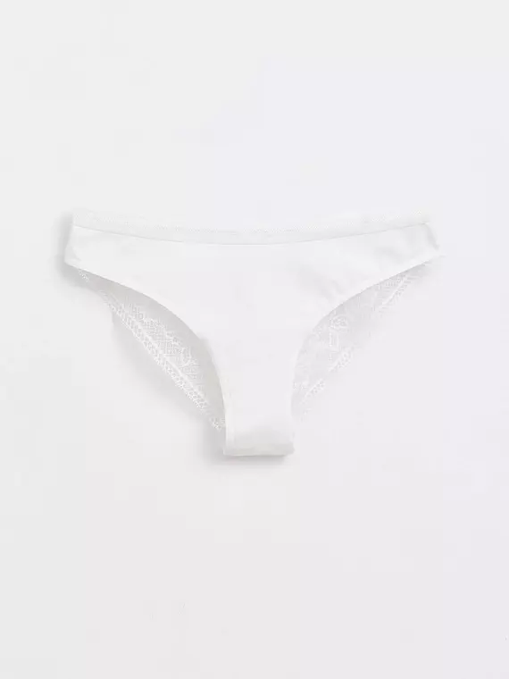 Трусы женские «бикини» из хлопка с кружевом light day lb 1271 off-white, , 106/XL, CONTE ELEGANT, - 2