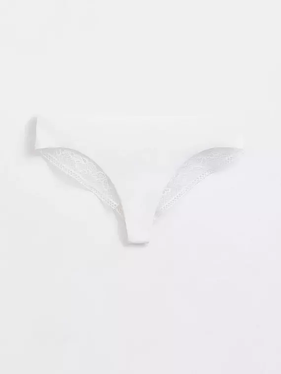 Трусы женские «бразилиана» из хлопка с кружевом light day lbr 1273 off-white, 20С-1217ТСП, 90/XS, CONTE ELEGANT,  - 4