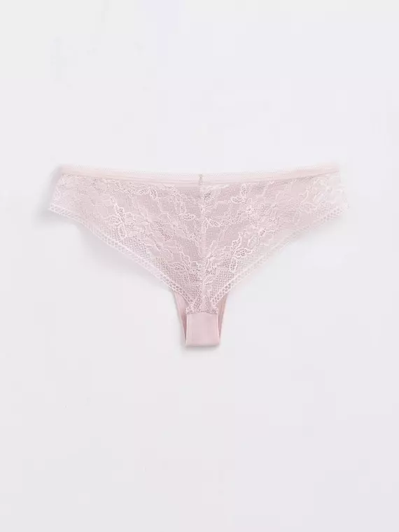 Трусы женские «бразилиана» из хлопка с кружевом light day lbr 1275 light pink, , 106/XL, CONTE ELEGANT, - 2
