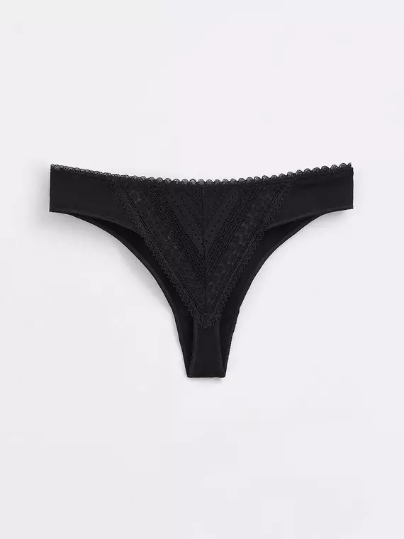 Трусы женские «бразилиана» из хлопка и кружева romantic story lbr 1264 black, , 90/XS, CONTE ELEGANT, - 2