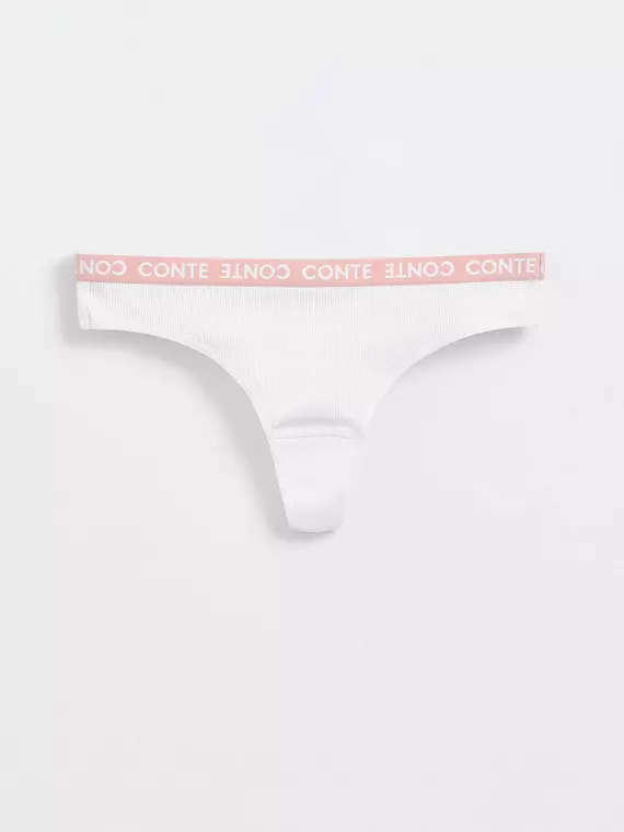 Трусы женские «стринг» из хлопка в рубчик active base lst 1259 off-white, , 102/L, CONTE ELEGANT, - 4