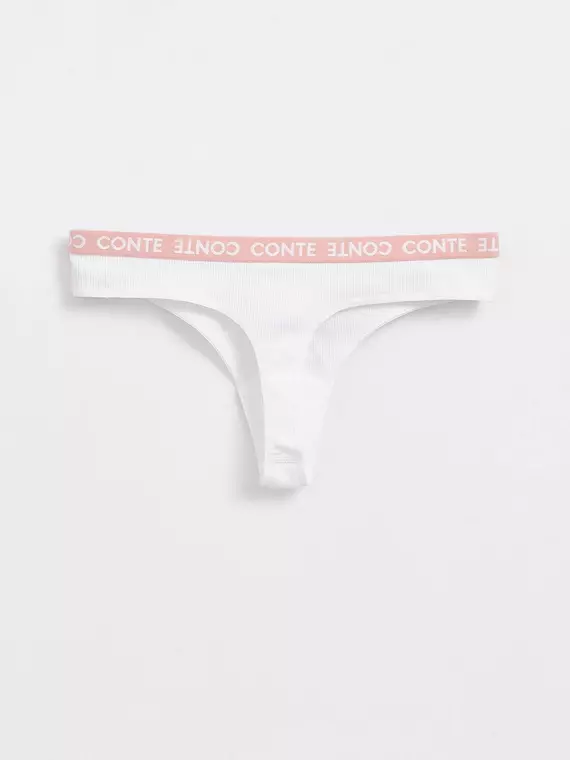 Трусы женские «стринг» из хлопка в рубчик active base lst 1259 off-white, , 102/L, CONTE ELEGANT, - 3