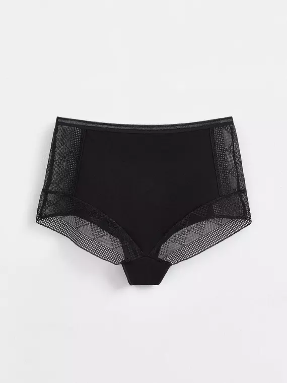 Трусы женские «бикини» из хлопка с итальянским кружевом demure lb 1277 black, 20С-1252ТСП, 90/XS, CONTE ELEGANT,  - 5