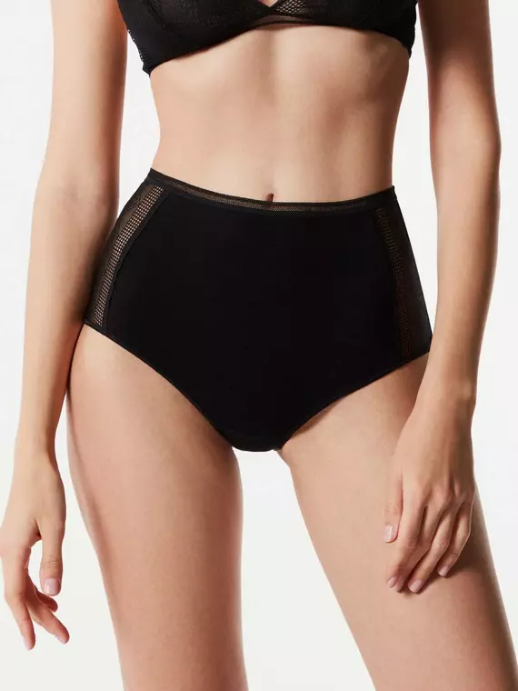 Трусы женские «бикини» из хлопка с итальянским кружевом demure lb 1277 black, 20С-1252ТСП, 90/XS, CONTE ELEGANT,  - 2