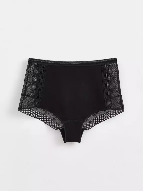 Трусы женские «бикини» из хлопка с итальянским кружевом demure lb 1277 black, 20С-1252ТСП, 90/XS, CONTE ELEGANT,  - 4