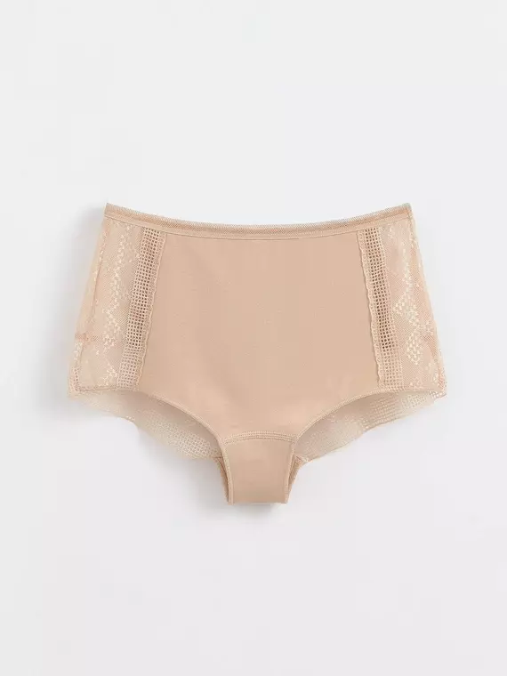 Трусы женские «бикини» из хлопка с итальянским кружевом demure lb 1277 skin, 20С-1252ТСП, 90/XS, CONTE ELEGANT,  - 3