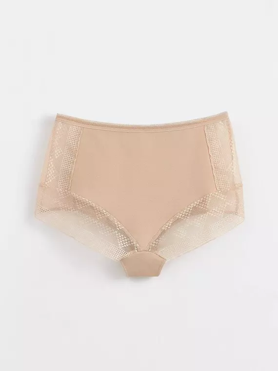 Трусы женские «бикини» из хлопка с итальянским кружевом demure lb 1277 skin, 20С-1252ТСП, 90/XS, CONTE ELEGANT,  - 4