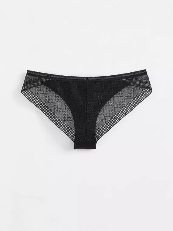 Трусы женские «бразилиана» из хлопка с итальянским кружевом demure lbr 1281 black, 20С-1256ТСП, 90/XS, CONTE ELEGANT,  - 2