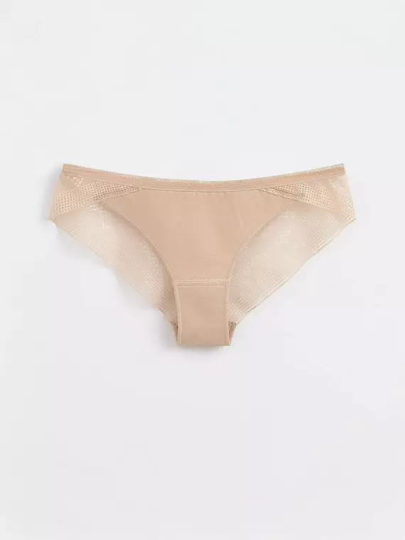 Трусы женские «бразилиана» из хлопка с итальянским кружевом demure lbr 1281 skin, 20С-1256ТСП, 90/XS, CONTE ELEGANT,  - 3