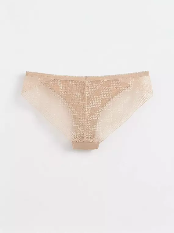 Трусы женские «бразилиана» из хлопка с итальянским кружевом demure lbr 1281 skin, 20С-1256ТСП, 90/XS, CONTE ELEGANT,  - 4