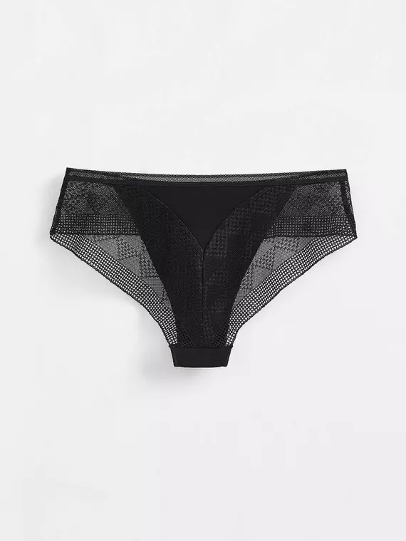 Трусы женские «бикини» из хлопка с итальянским кружевом demure lb 1278 black, 20С-1253ТСП, 90/XS, CONTE ELEGANT,  - 4